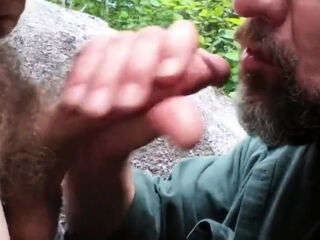 Older Man Sucks Young Cock Outdoors