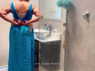 Marvelous Indian duo - scorching Desi wifey in Saree Making enjoy in bathroom - Saree romp in Bathroom