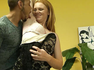 Real red-haired Ginger freckled teenie caught jack and lure to big black cock bi-racial penetrate