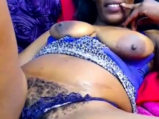 African Mom in Black Lingerie