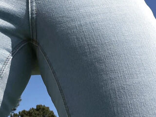 Cock-squeezing denim public taunting