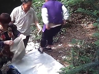 Older boy And 2 japanese hookers Outdoors