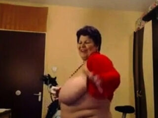 Big-Titted BBW Granny Dances on Webcam