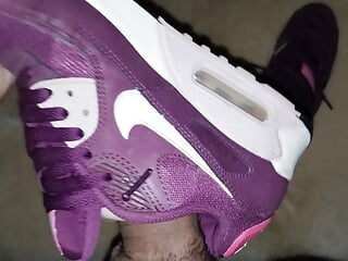 Poking and jizzing in my wife's Nike Air Max 90 sneaker using the fleshlight part 2