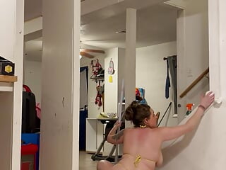 Hefty ultra-kinky wifey cleaning in swimsuit