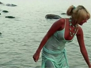 Carmen H'_s Sundress Clings As She Rubs Her Wet Cunt On Sandy Beach!