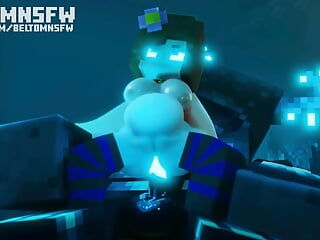 Stiff ass-fuck plumbing with Jenny and Warden Minecraft cartoon