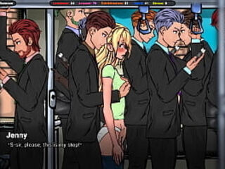 A stranger on the bus took off her denim and commenced to touch her gash thru her undies.