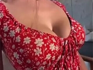 Stepmom with big tits in red dress
