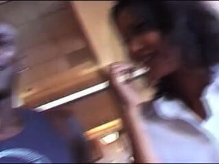 Interracial POV blowjob by exciting brunette girl