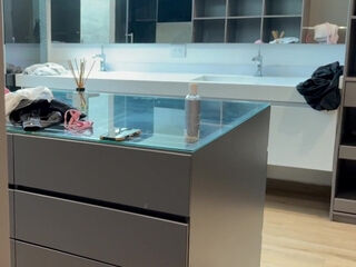 Caring stepdad helping this good girl taking a shower giving her some lotion