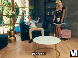 VIP 4K Blonde MILF in Maid Uniform Dominates the Scene