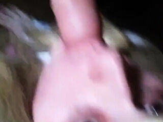 Blonde Crossdresser Swallows Huge Load from Older Man