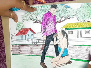Village lady outdor got romantic in the realm and along with her spouse glamour Sketch Drawing by -Snapchat143