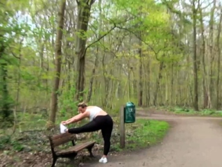 Chubby German milf having an outdoor blowjob in the woods