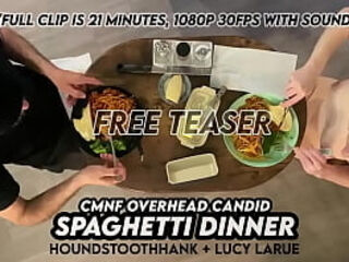 CMNF Overhead Candid Spaghetti Dinner