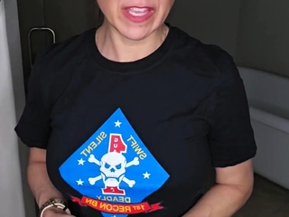 Busty curly brunette with big boobs fucks on couch