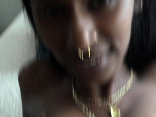 Big tit brunette sucks a big cock POV