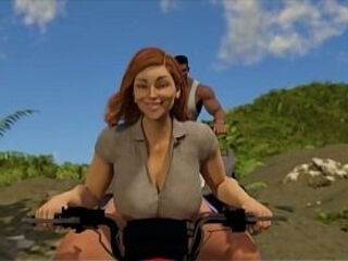 Curvy wife and Her Husband ride during a jungle vacation