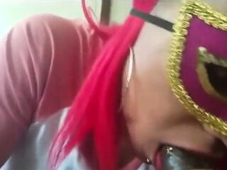 Masked Ebony Amateur Gives Blowjob and Swallows