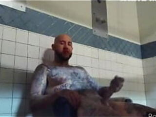 Jail pop-shot at its greatest.. Longstroking milky spunk-pump lurking in the jail douche