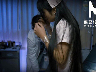 ModelMedia Asia - Defile the nurse's unspoiled milky uniform with nut-juice