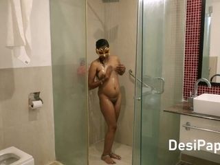 'Mature mischievous Indian wifey Filmed In motel Bathroom Taking bathroom By Husband'