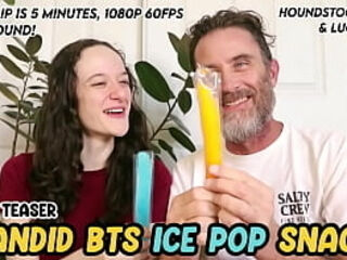 Candid behind-the-scenes Ice Pop Snack with Hank