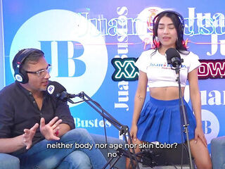 Tiny mischievous Colombian Mayraoficial shoots a load on the sybian saddle Machine - Juan Bustos Podcast